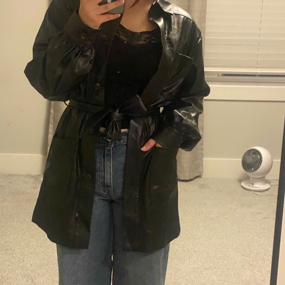 ASOS Tall Black Leather Jacket Modern Fit
